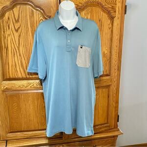 Travis Mathew Men’s Blue Short Sleeve Cotton Blend Golf Polo Shirt Size XL